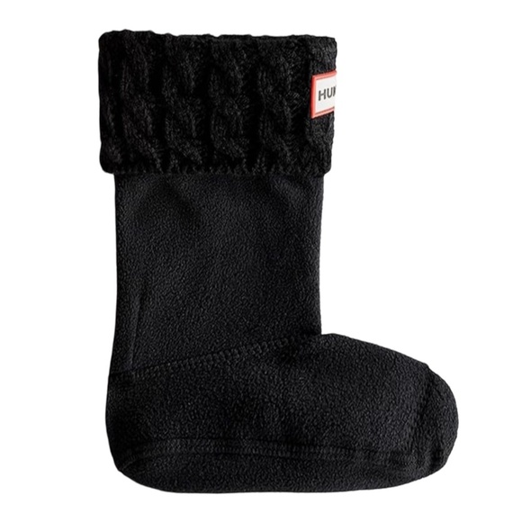 Hunter Tall Boot Socks 6 Stitch Cable Black Big Kids Sz L 1-3 Rain Boot Liner - Picture 3 of 9